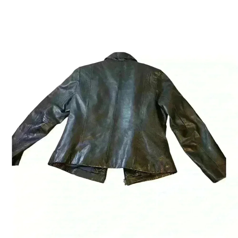 Wilsons Leather Pelle Studio Jacket Women Size Medium Full Zip Black Solid - Picture 7 of 16